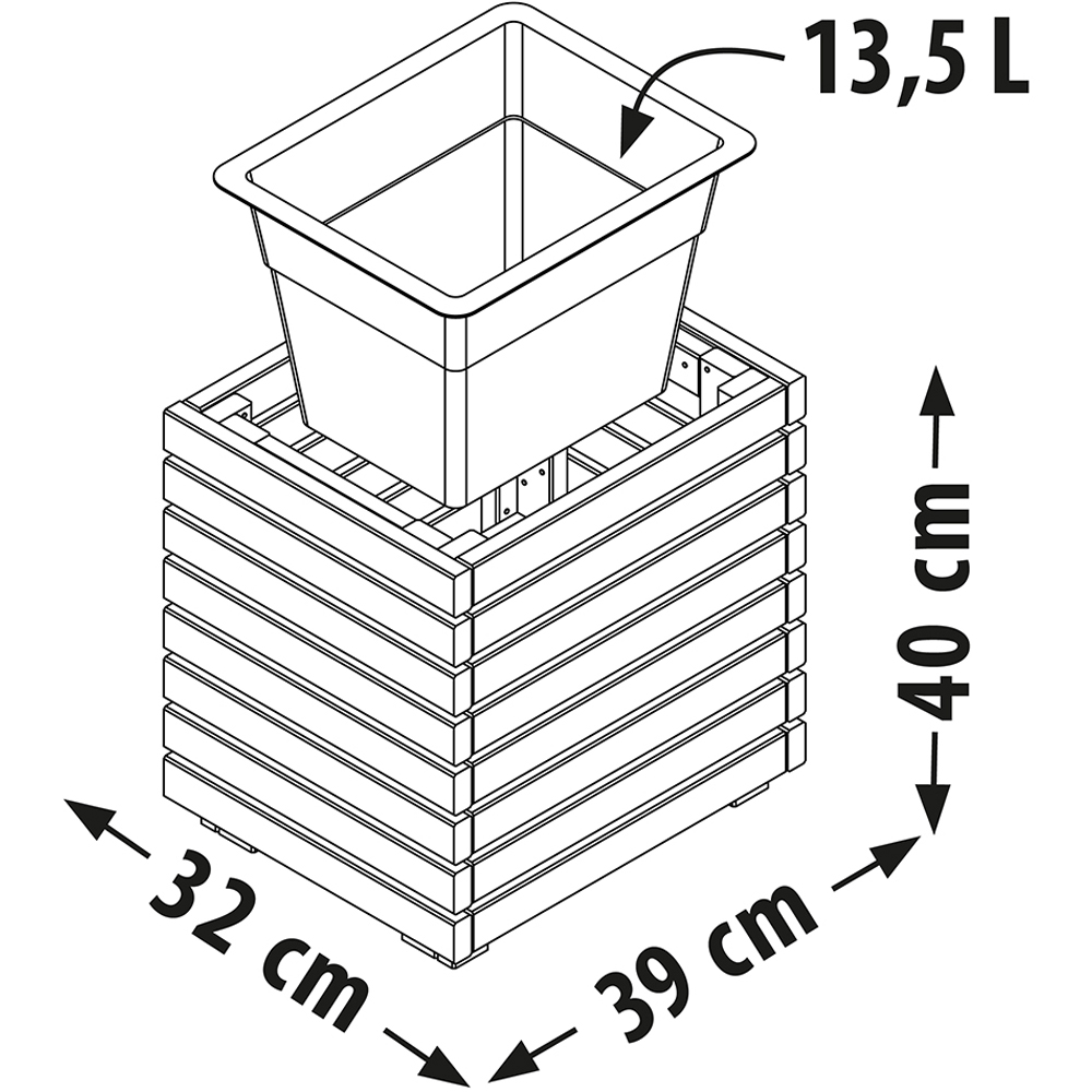 Cerland Horizon Wooden Tall Square Planter 40cm Image 8