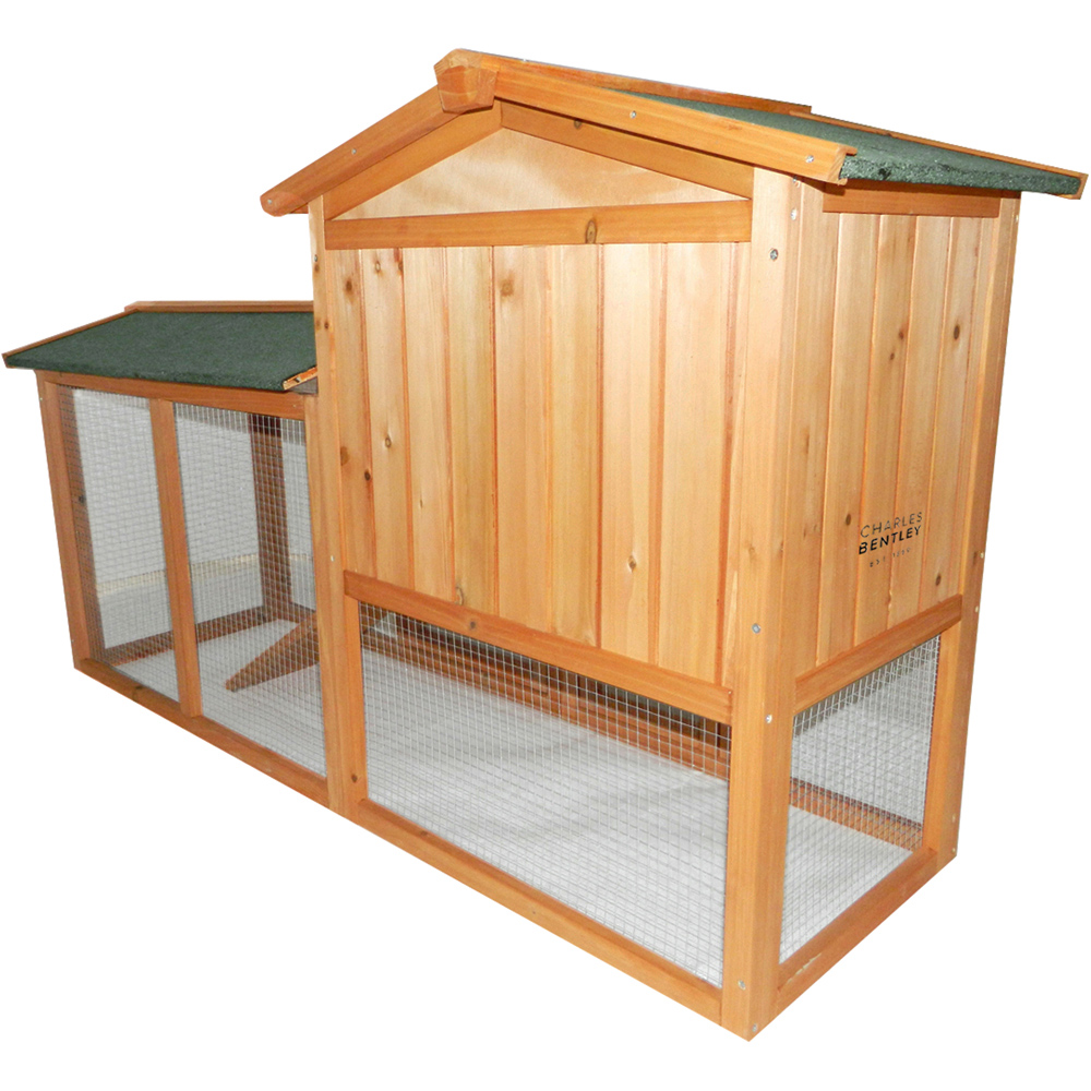 Charles Bentley Natural Wood Two Storey Pet Hutch With Run Image 3