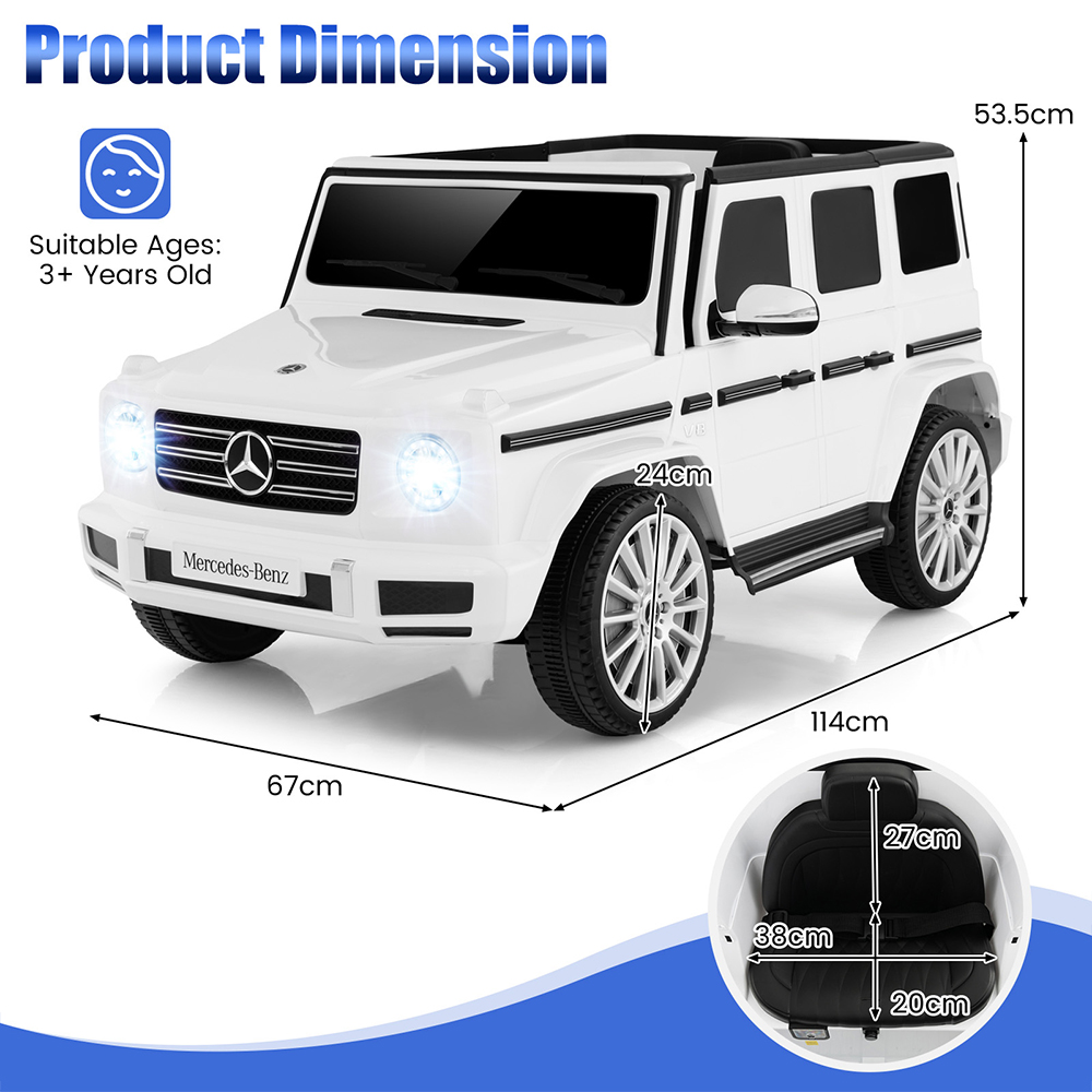 Costway Kids White Licensed Mercedes Benz Ride On Car with Remote Control 12V Image 7