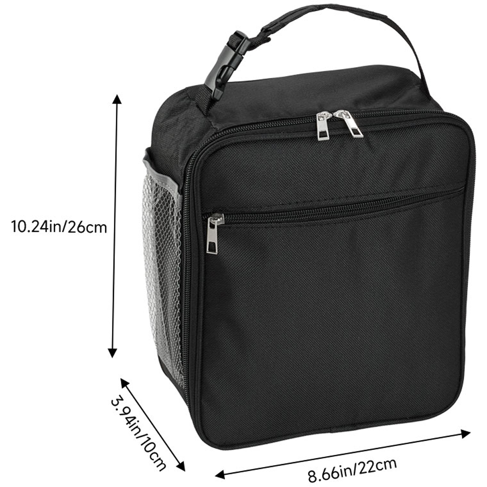 Living and Home Black 600D Oxford Cloth Portable Insulated Lunch Bag Image 8