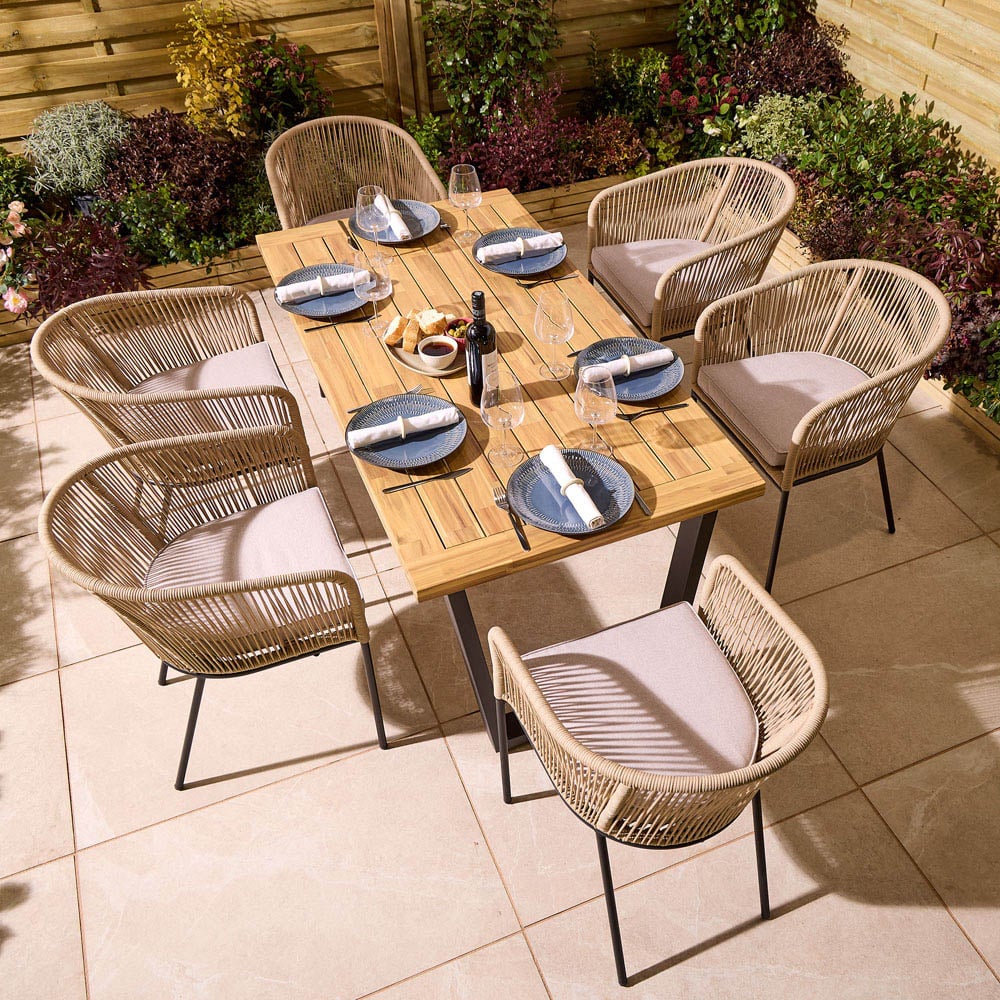 Rowlinson Oslo 6 Seater Natural Dining Table Set 160cm Image 5