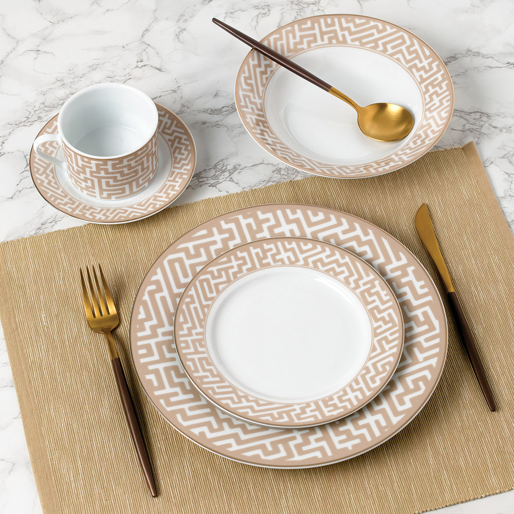 Waterside Mosaic Cream and Gold 20 Piece Dinner Set Image 4