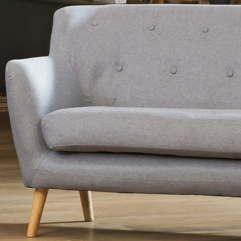Lynwood 3 Seater Light Grey Fabric Sofa Image 2