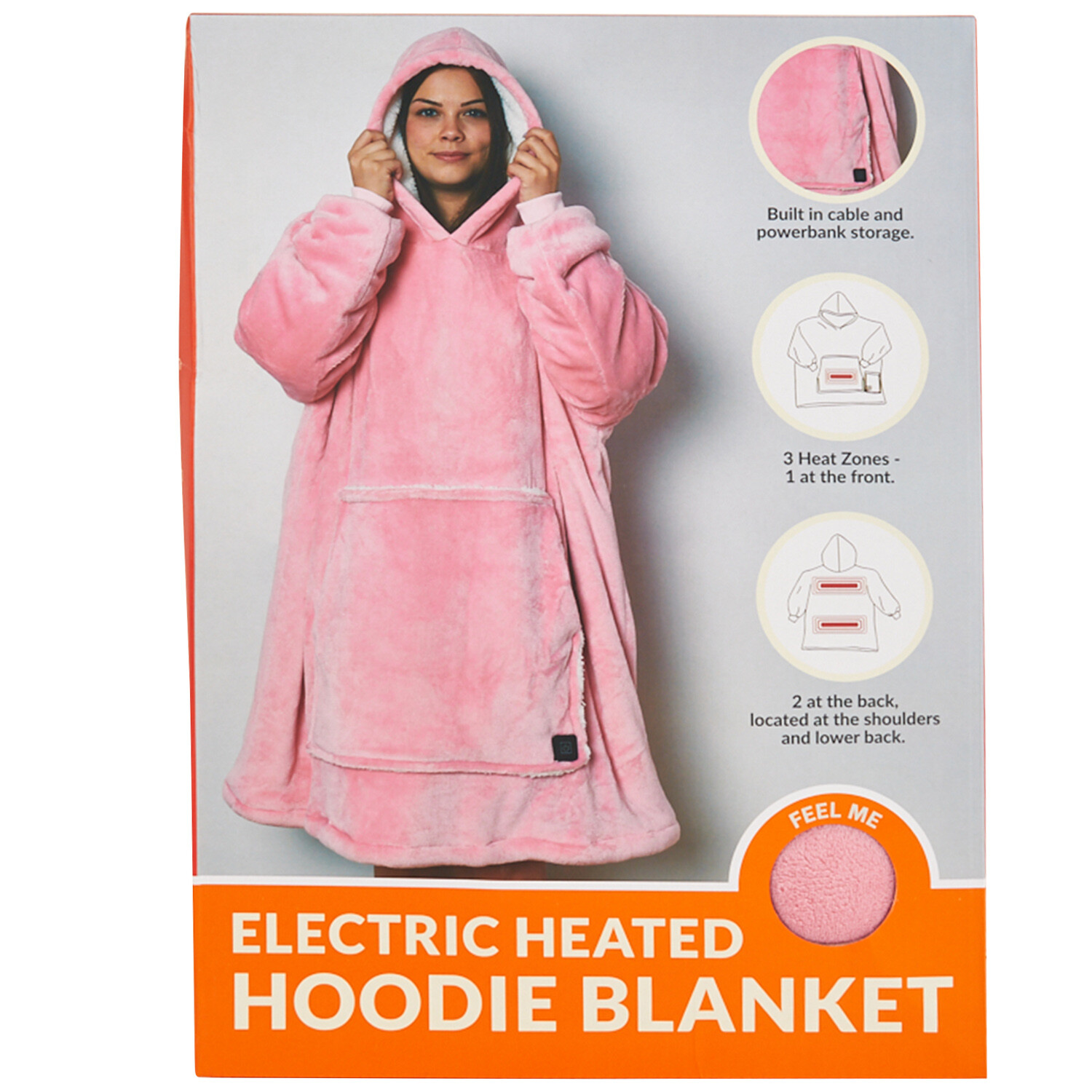 Electric Heated Hoodie Blanket - Pink or Blue Image 1