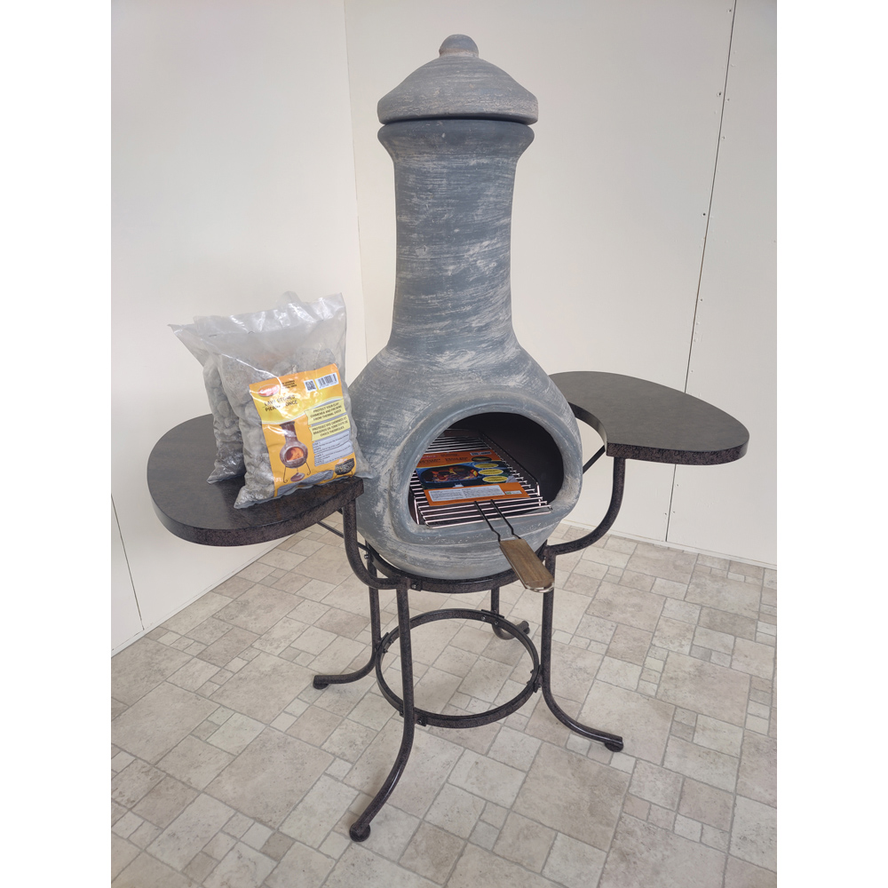Gardeco BBO-C8C.56 Grill Lava Stones and Cradle Clay Chiminea BBQ Bundle Image 5