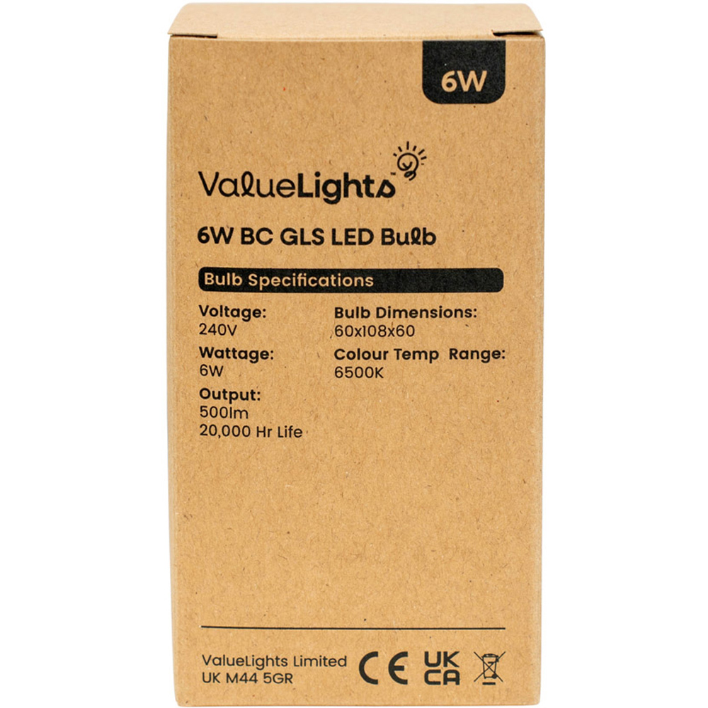 ValueLights 6 Pack B22 6W Light Bulbs Image 3