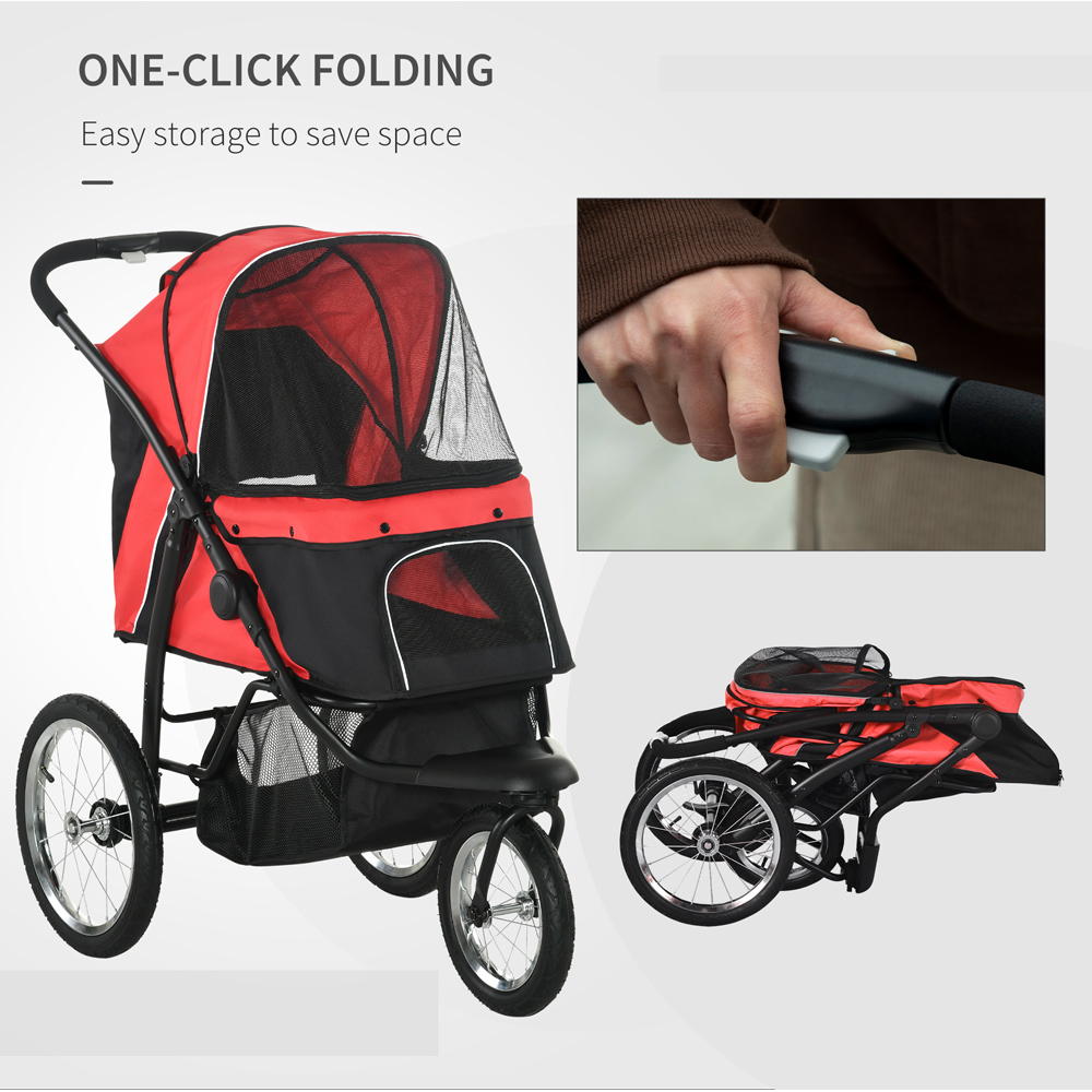 PawHut Red 3 Wheel Foldable Pet Stroller Image 5