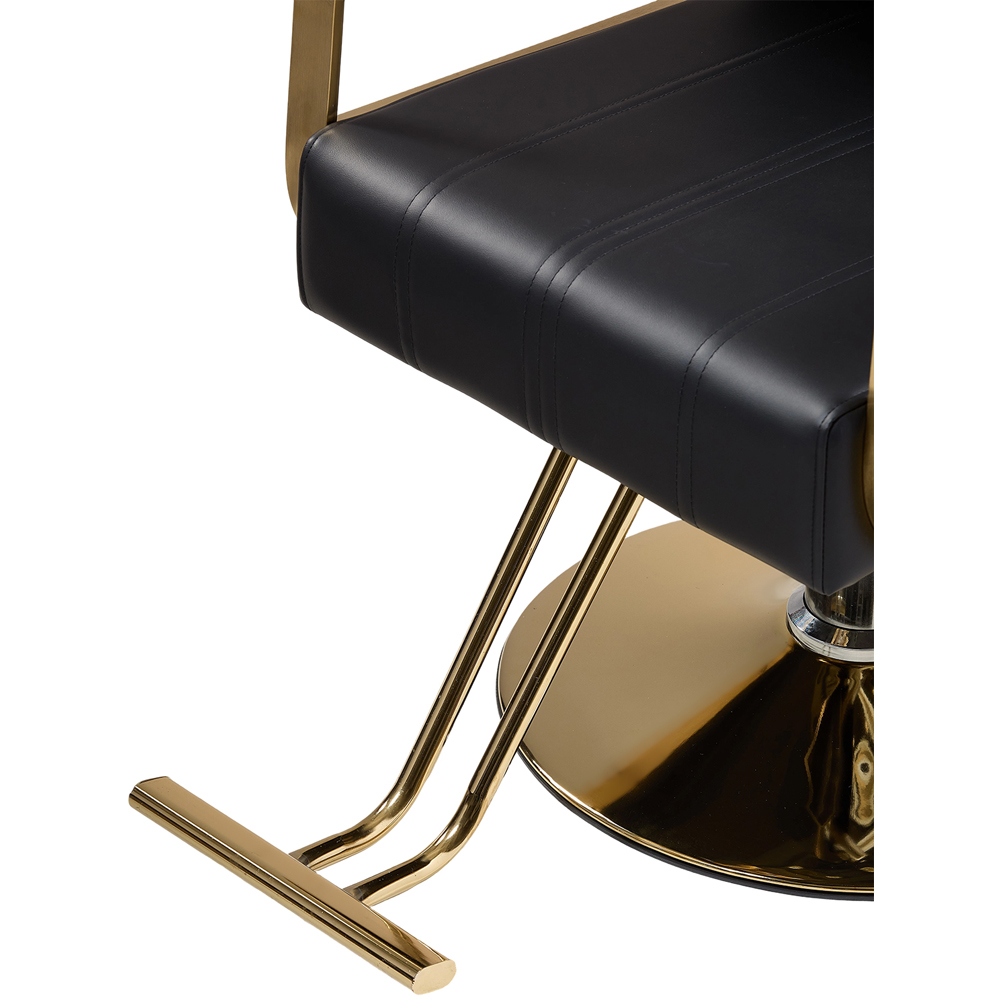 Living and Home Black and Gold Adjustable Height Barber Chair with Hydraulic Lift Image 6