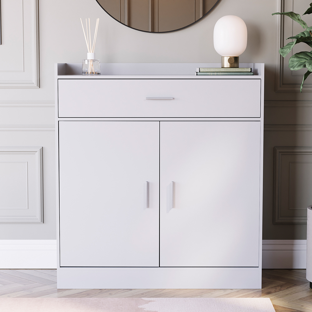VIDA DESIGNS Dalby 2 Door Single Drawer White Shoe Cabinet Image 3