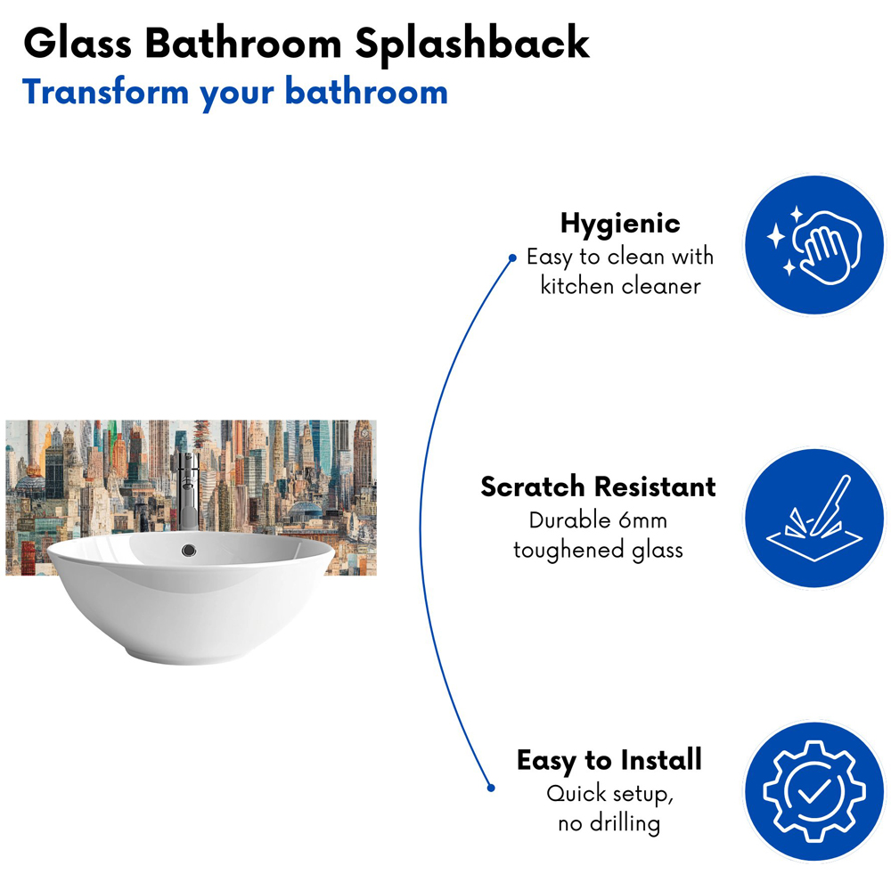 Warren Reed Designer Abstract Icons Glass Bathroom Splashback 25 x 60cm Image 4