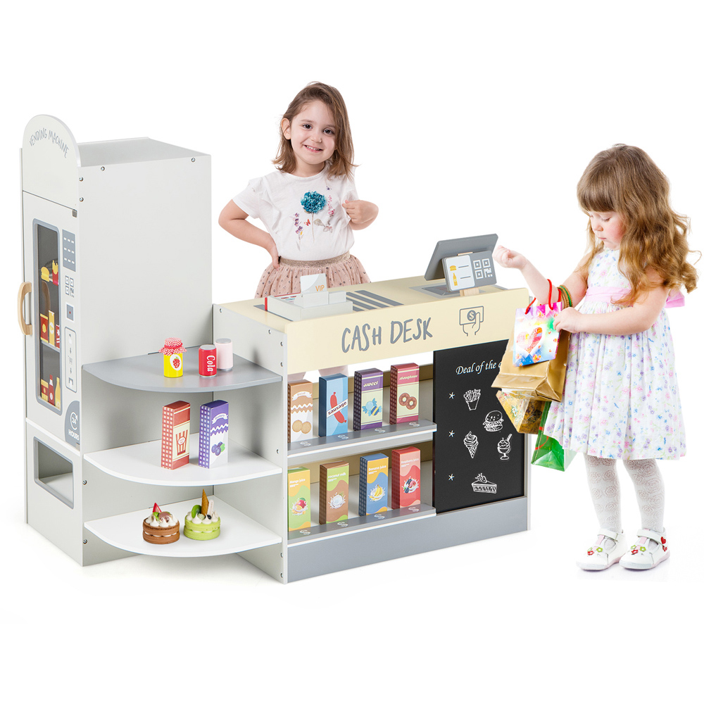 Costway Grey Kids Grocery Store Playset Image 4