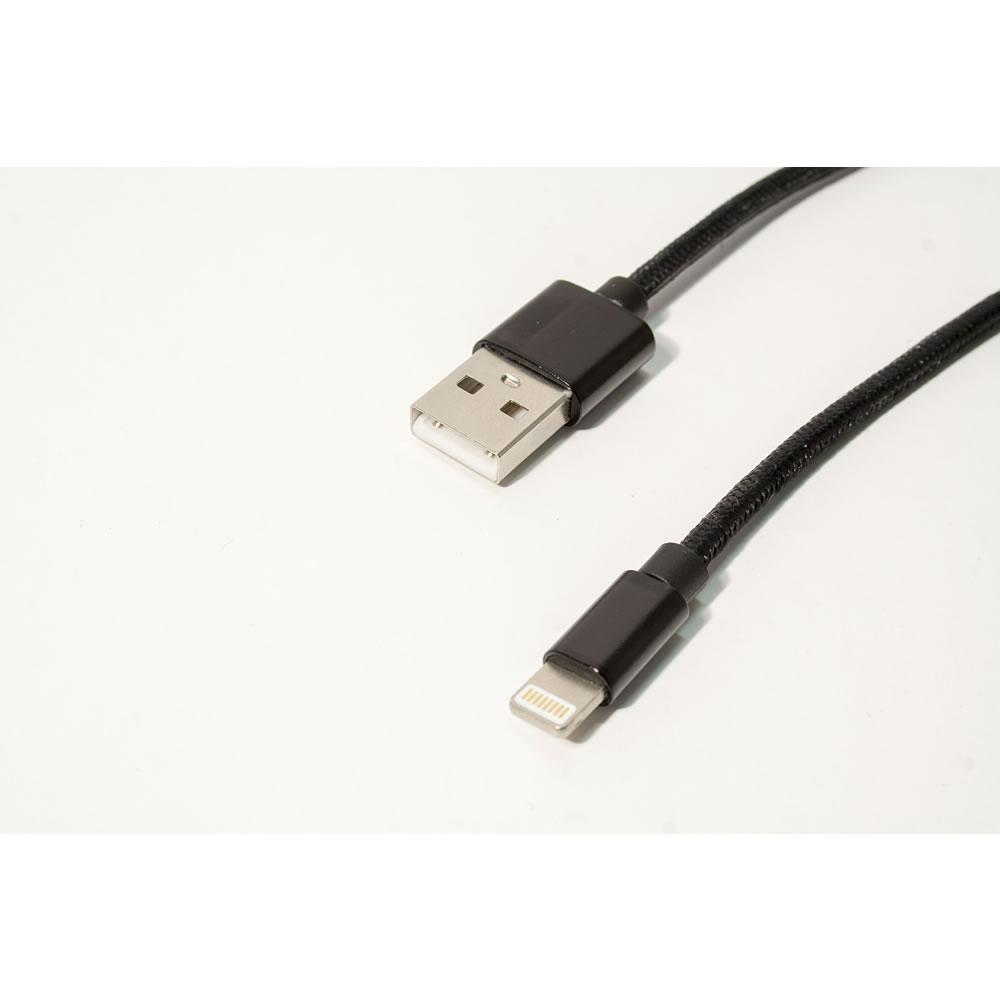 Wilko 1m 8 Pin Braided USB Cable Image 1