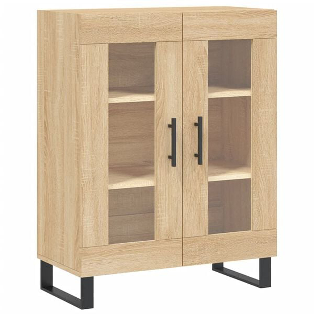 vidaXL 2 Glass Door 3 Shelf Sonoma Oak Highboard Image 4