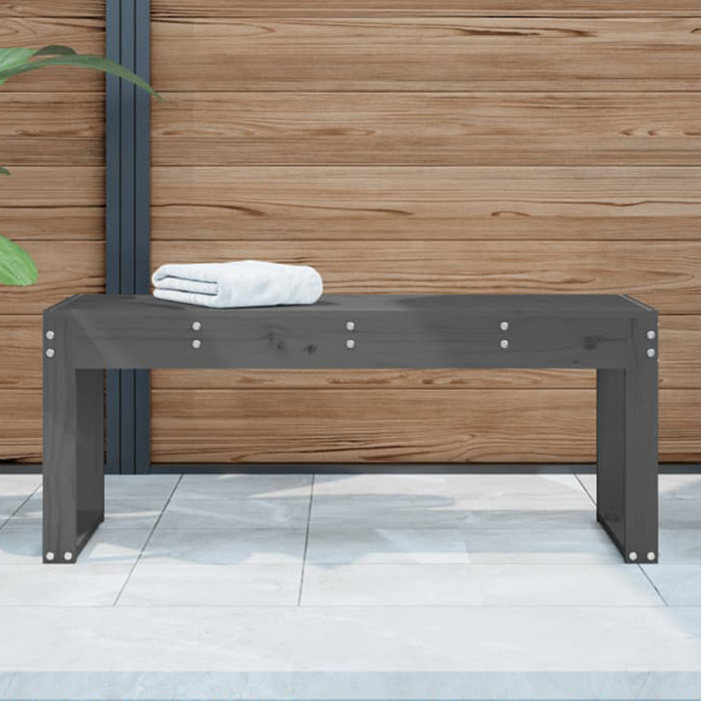 vidaXL Grey Solid Pine Wood Slatted Garden Bench 110 x 38 x 45cm Image 1