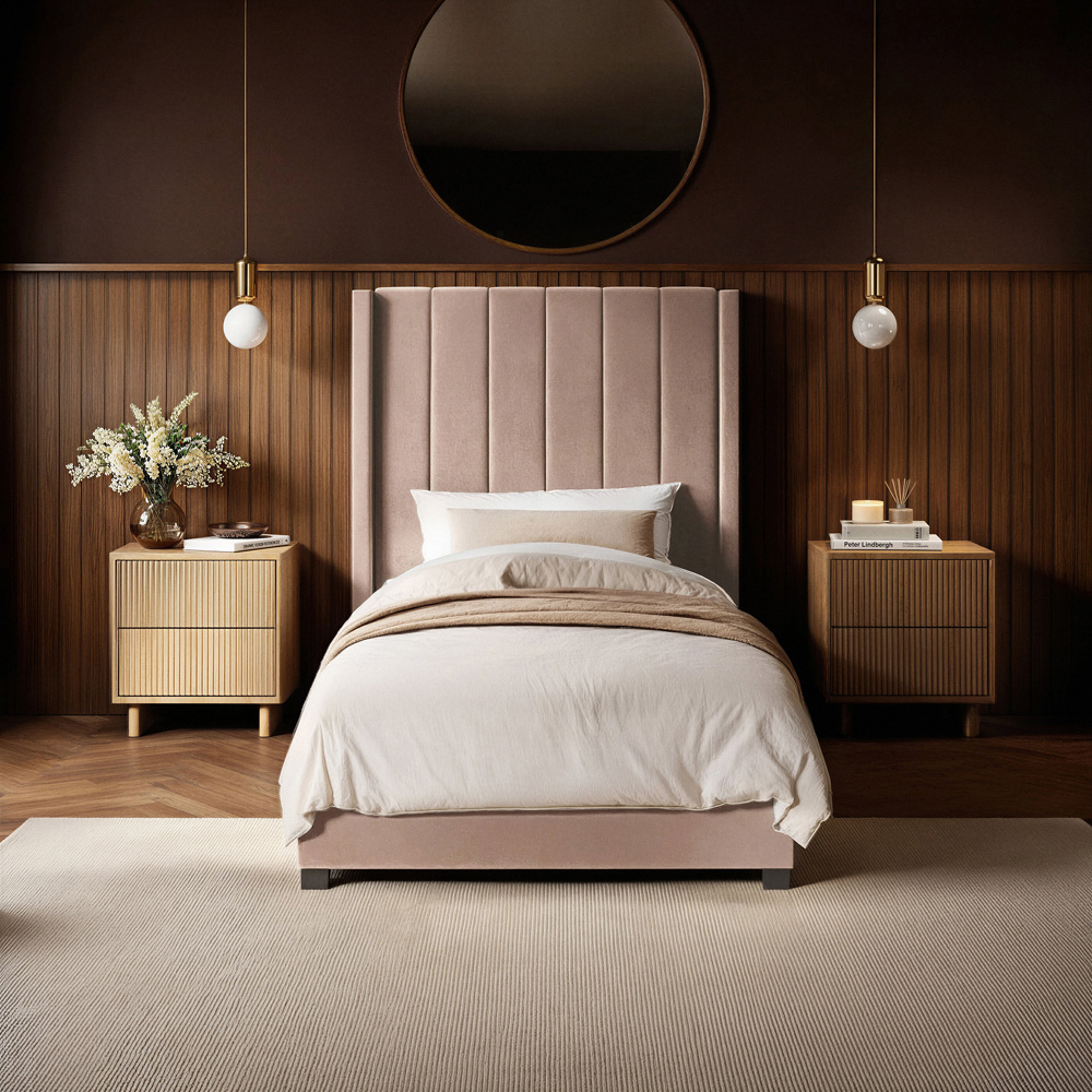 Flair Tiggy Single Pink Velvet Ottoman Bed Image 4