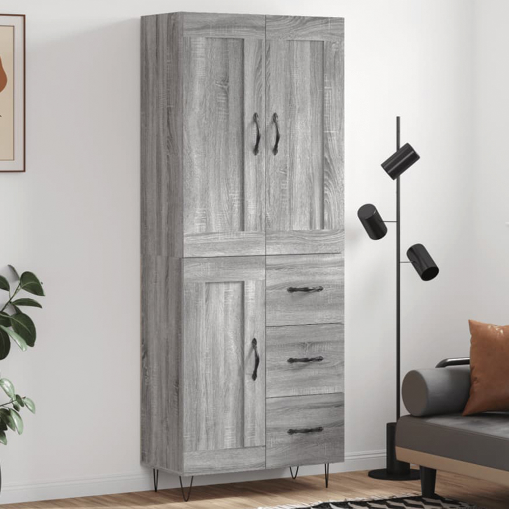 vidaXL 3 Door 3 Drawer Grey Sonoma Highboard Image 1