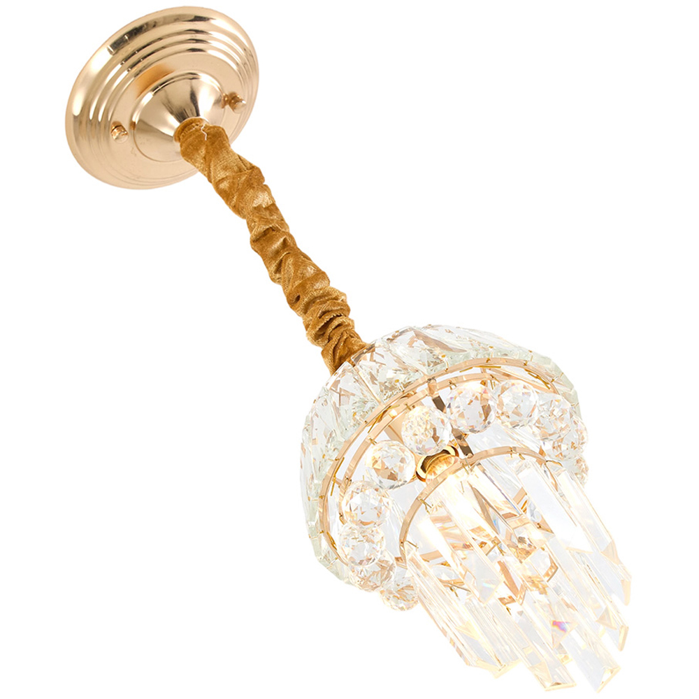 Living and Home Gold Iron Crystal E14 Pendant Light Image 3