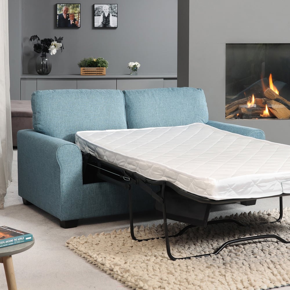 Dawson Double Sleeper Teal Fabric Sofa Bed Image 3