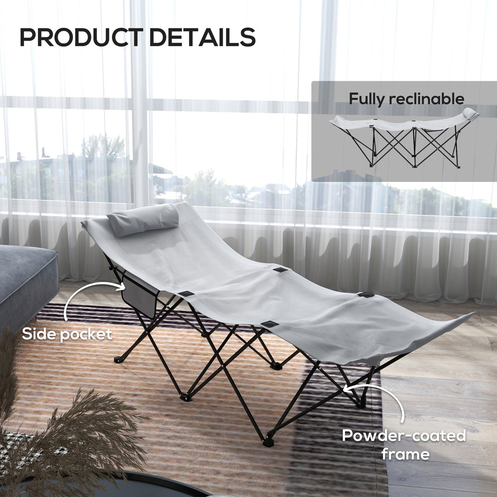 Outsunny Light Grey Foldable Sun Lounger Image 3