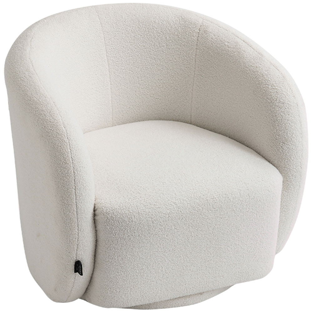 Living and Home White Teddy Fleece Swivel Upholstered Tub Chair Image 2