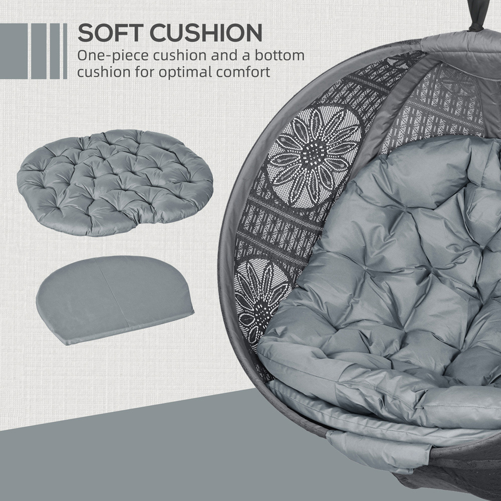 Outsunny Charcoal Grey Hanging Swing Chair Image 5