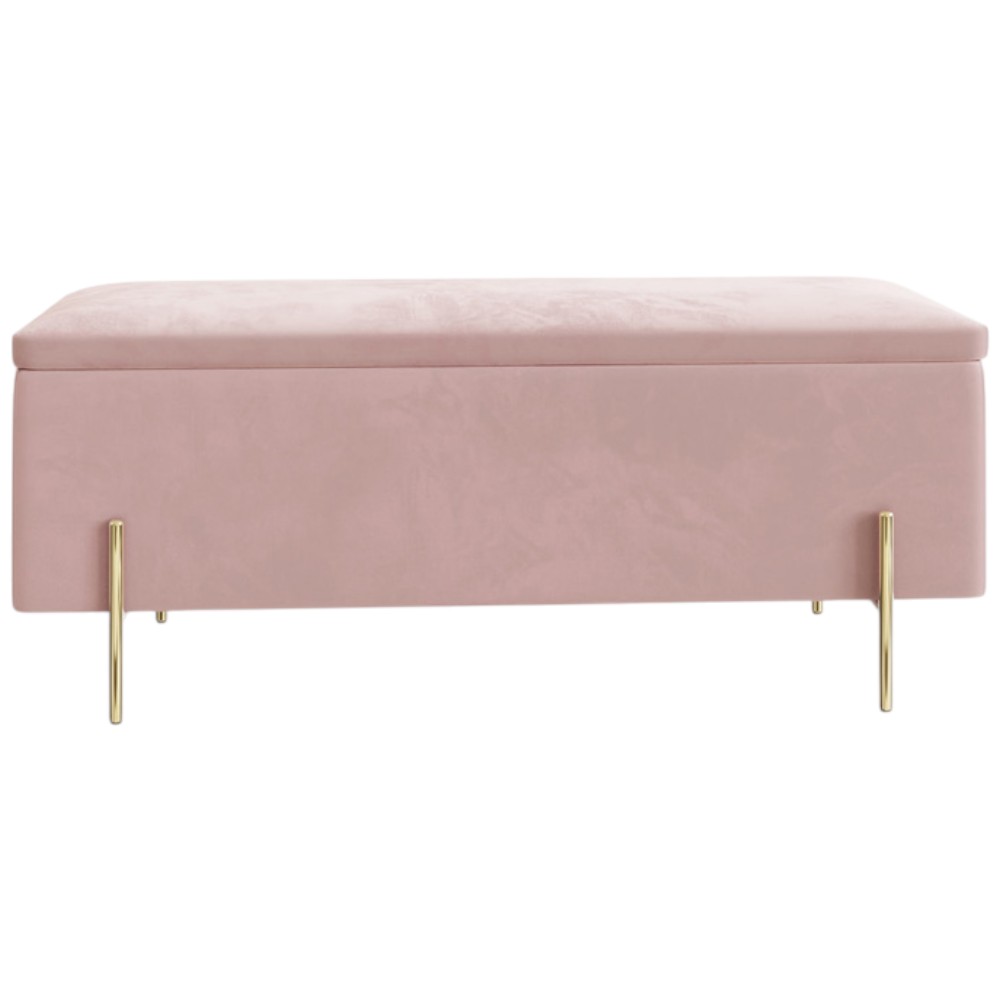 GFW Mystica Blush Pink Velvet Ottoman Storage Bench Image 4