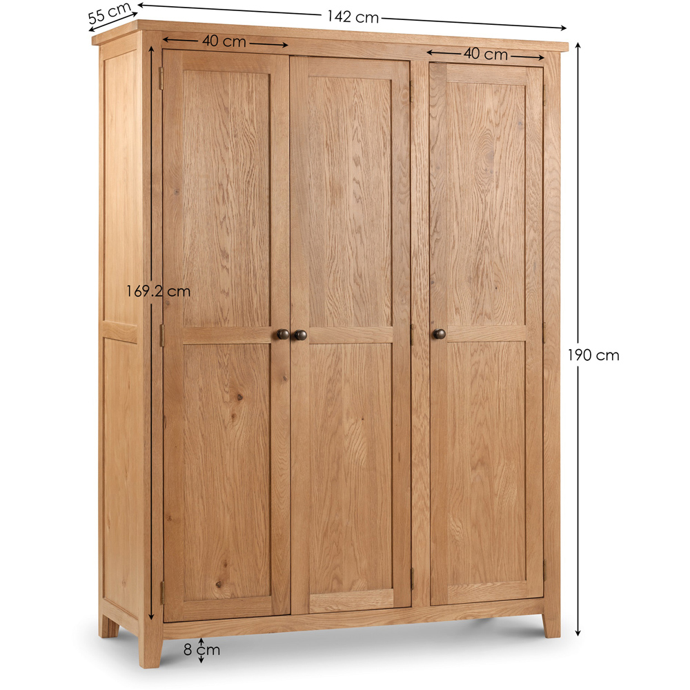 Julian Bowen Marlborough 3 Door Oak Wardrobe Image 9