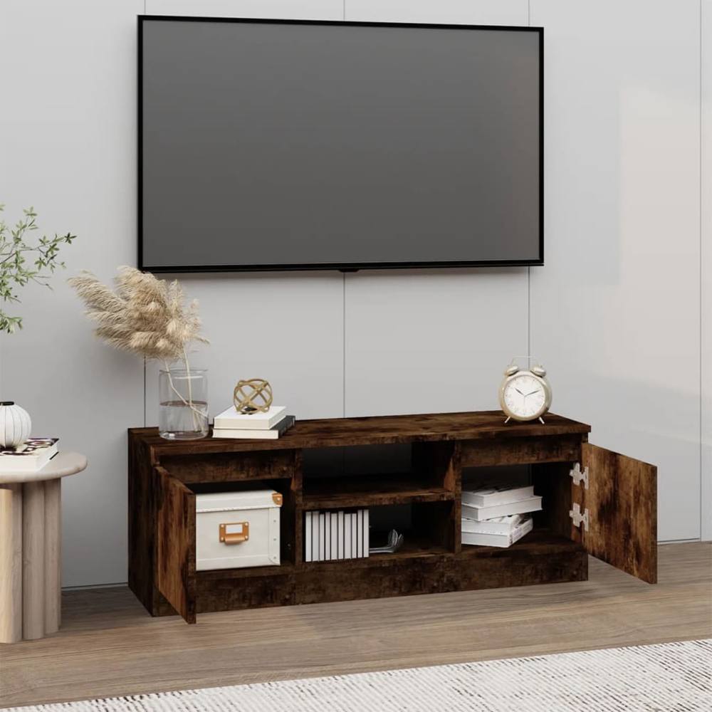 vidaXL 2 Door 2 Shelf Smoked Oak TV Cabinet Image 3