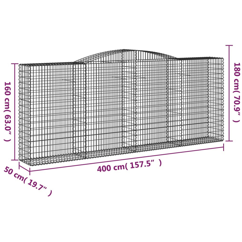 vidaXL Silver Galvanised Iron Gabion Basket 400 x 50 x 160/180cm 20 Pack Image 5