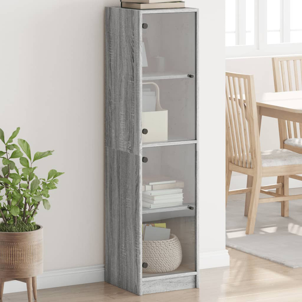 vidaXL 2 Glass Door Grey Sonoma Highboard Image 1