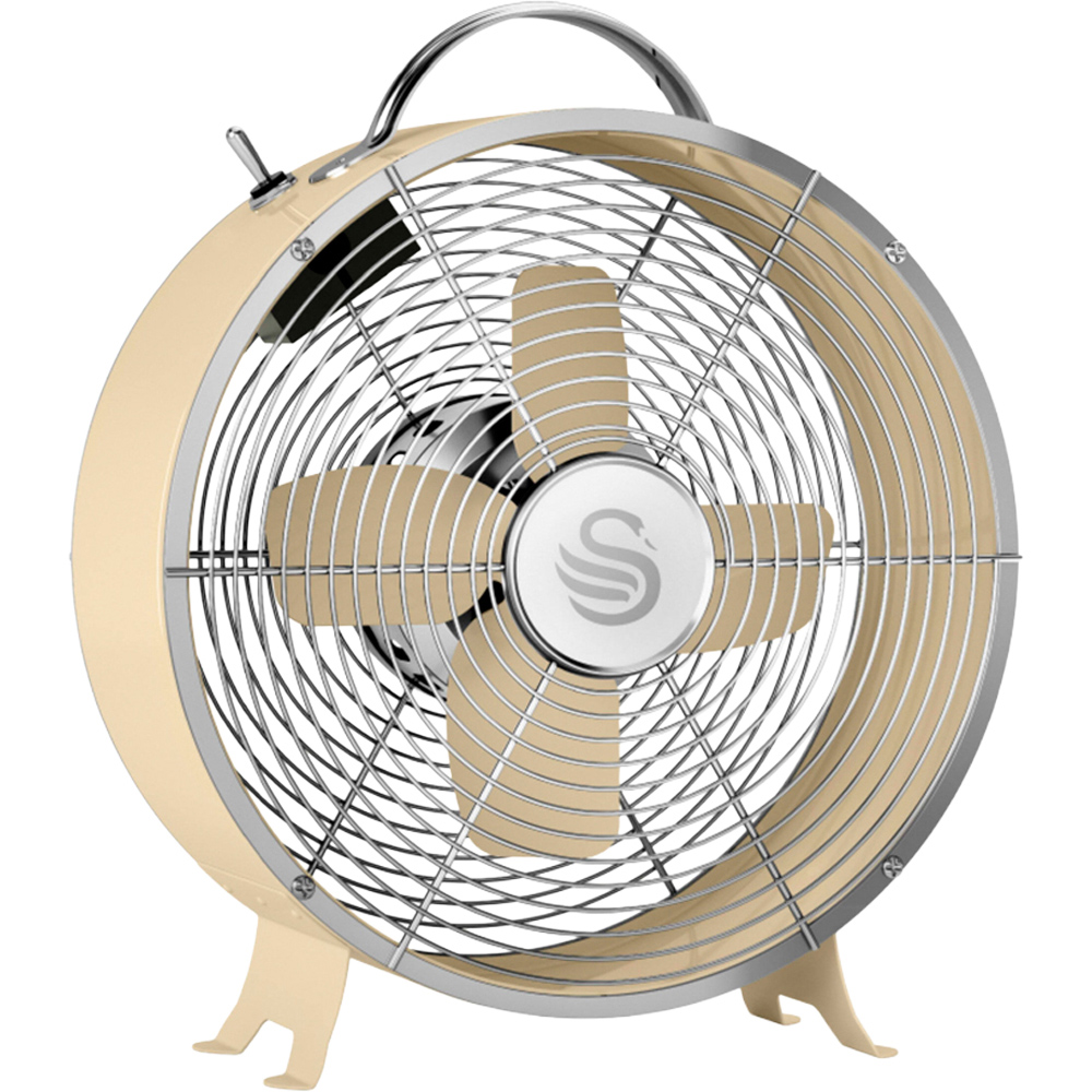 Swan Retro Cream Clock Fan 8 inch Image 1