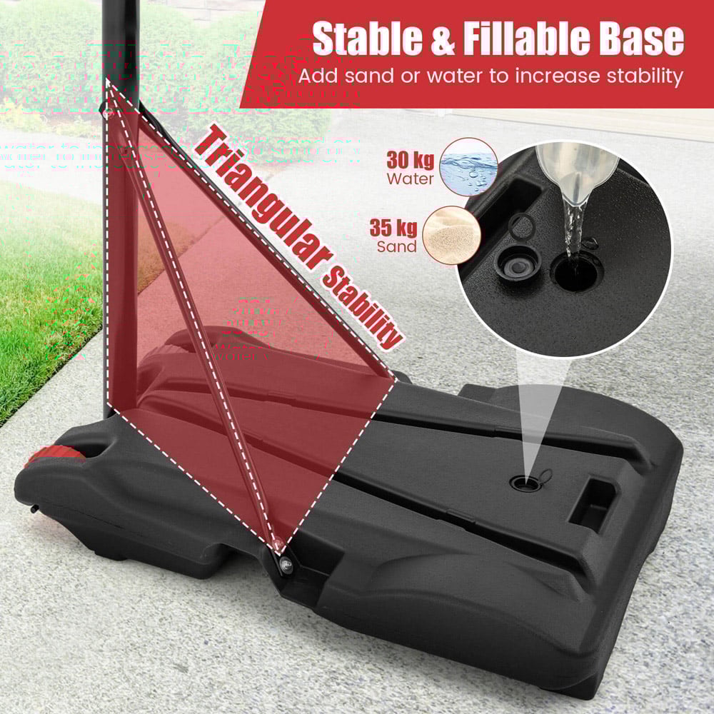 Costway Adjustable Height Portable Basketball Hoop with Front Wheels Image 6