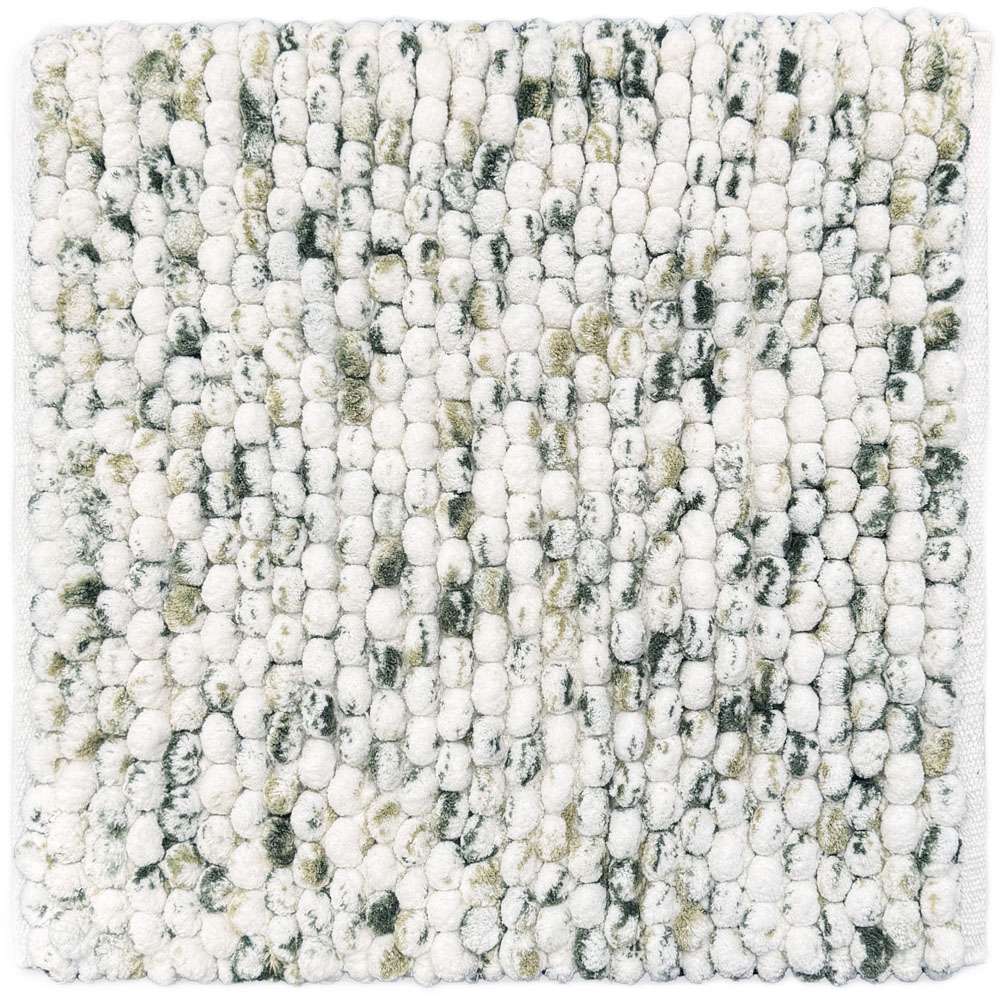 Allure Bath Fashions Luxury Marl Chunky Bobble Green Square Bath Mat 50 x 50cm Image 1