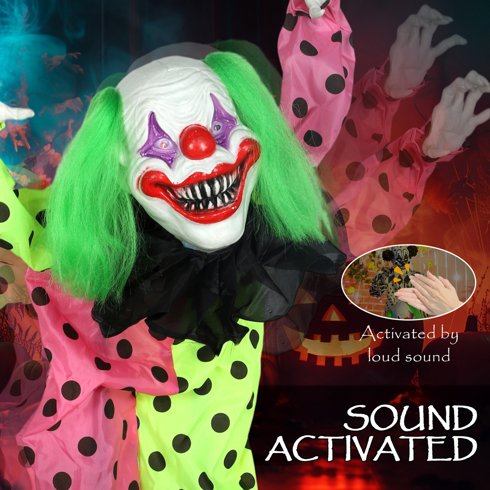 Outsunny Sound Activated Stackable Animatronics Clowns Halloween Decoration Image 5