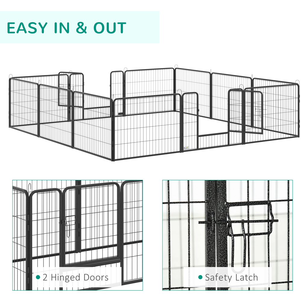 PawHut 12 Panel Metal Small Animal Hutch Playpen Image 7