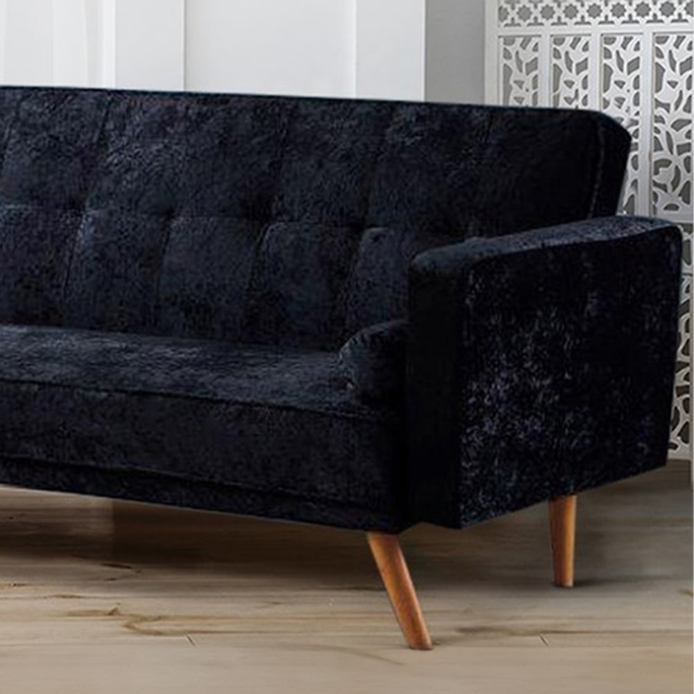 Brooklyn Single Sleeper Black Crush Velvet Sofa Bed Image 2
