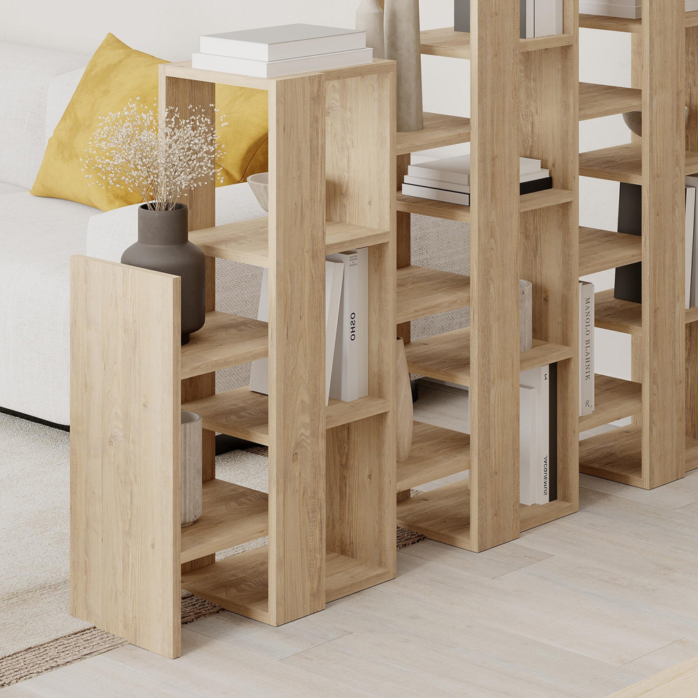 Decortie Lift 18 Shelf Sapphire Oak Room Divider and Bookcase Image 4
