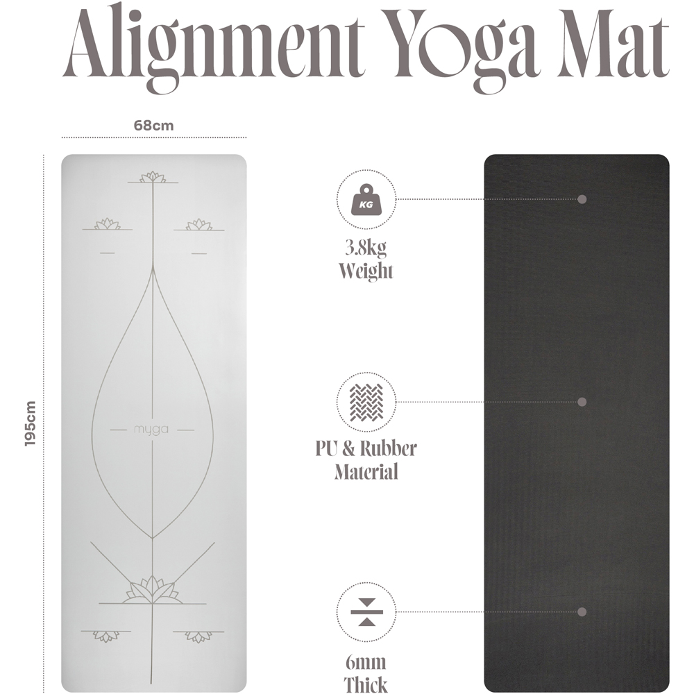 Myga Grey Alignment Yoga Mat XL Image 5