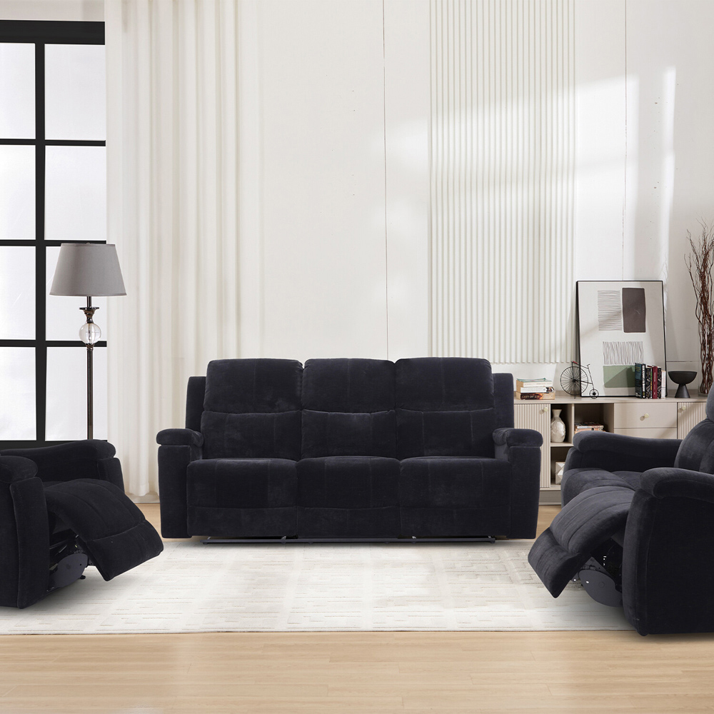 Ledbury 3 Seater Recliner Sofa Black Image 7