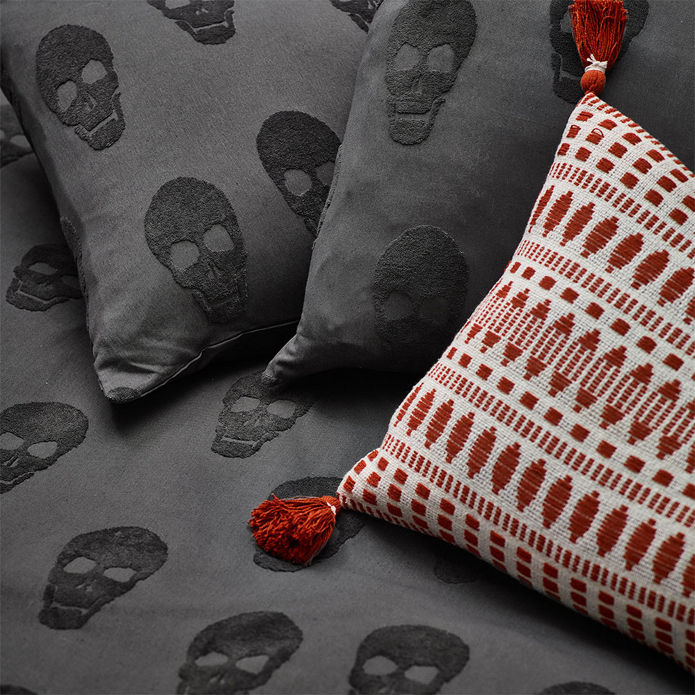 furn. Skulls Super King Charcoal Duvet Set Image 2
