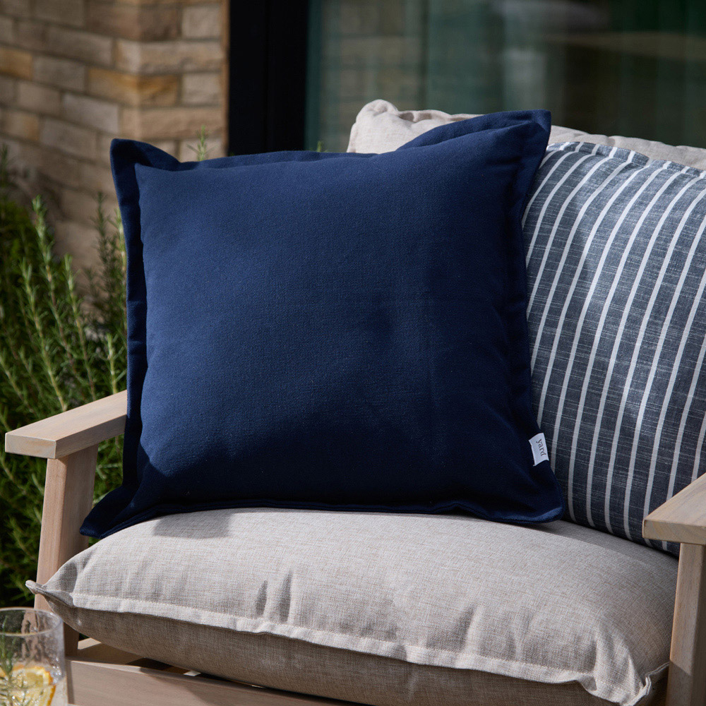 Yard Holmfirth Blue Plain Cotton Canvas Cushion 45 x 45cm Image 2