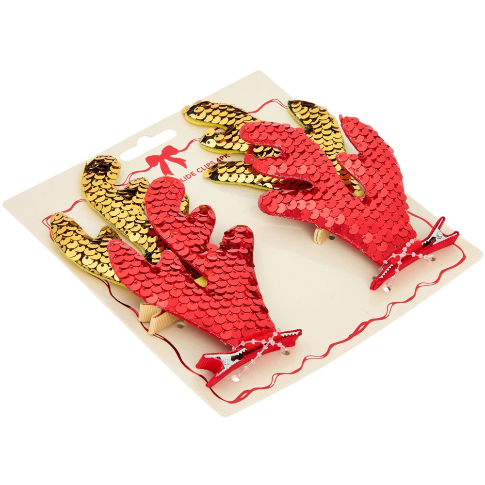 Pack of 4 Reindeer Slide Clips Image 2