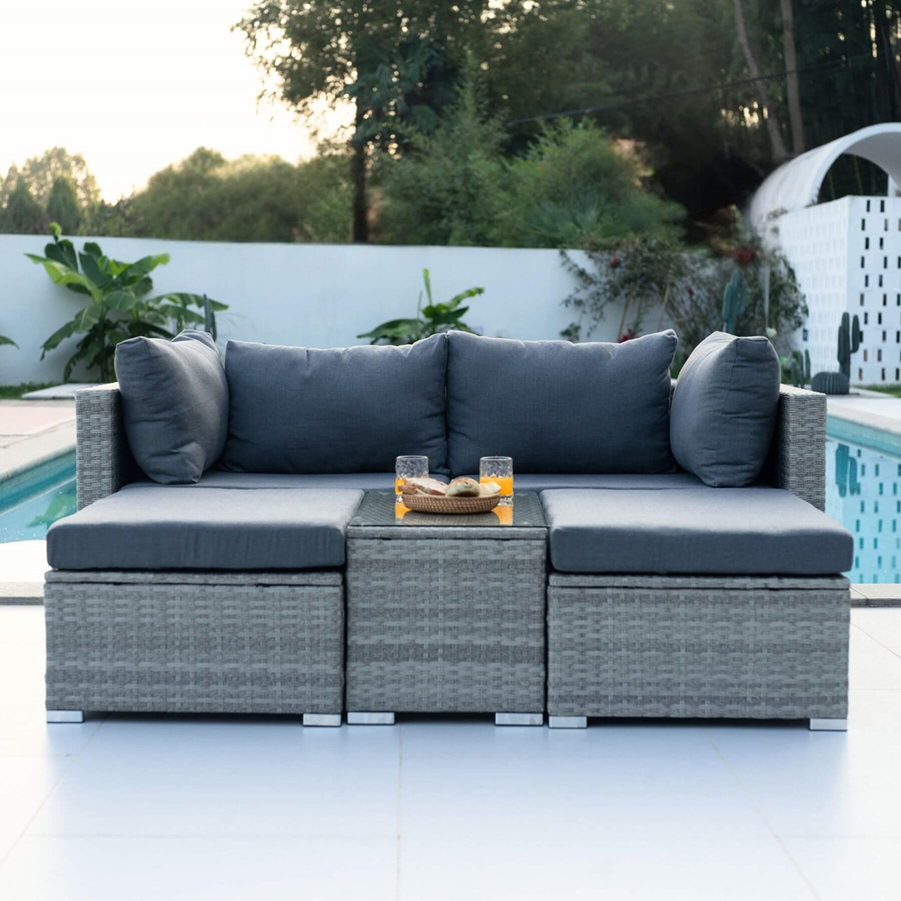 Home Source Solara 4 Seater Grey Garden Lounge Set Image 5