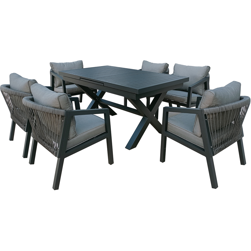 Furniture One 6 Seater Grey Aluminium Extendable Garden Dining Set Image 2