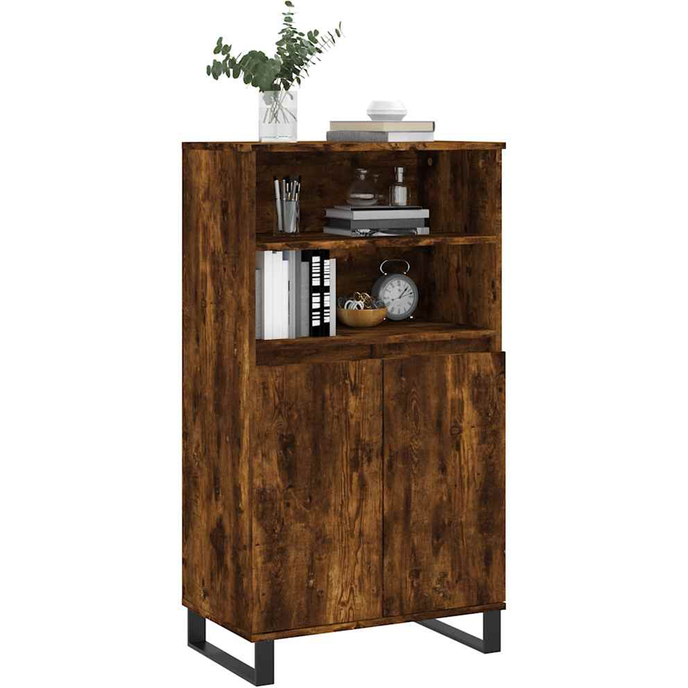 vidaXL 2 Door 2 Shelf Smoked Oak Highboard Image 3