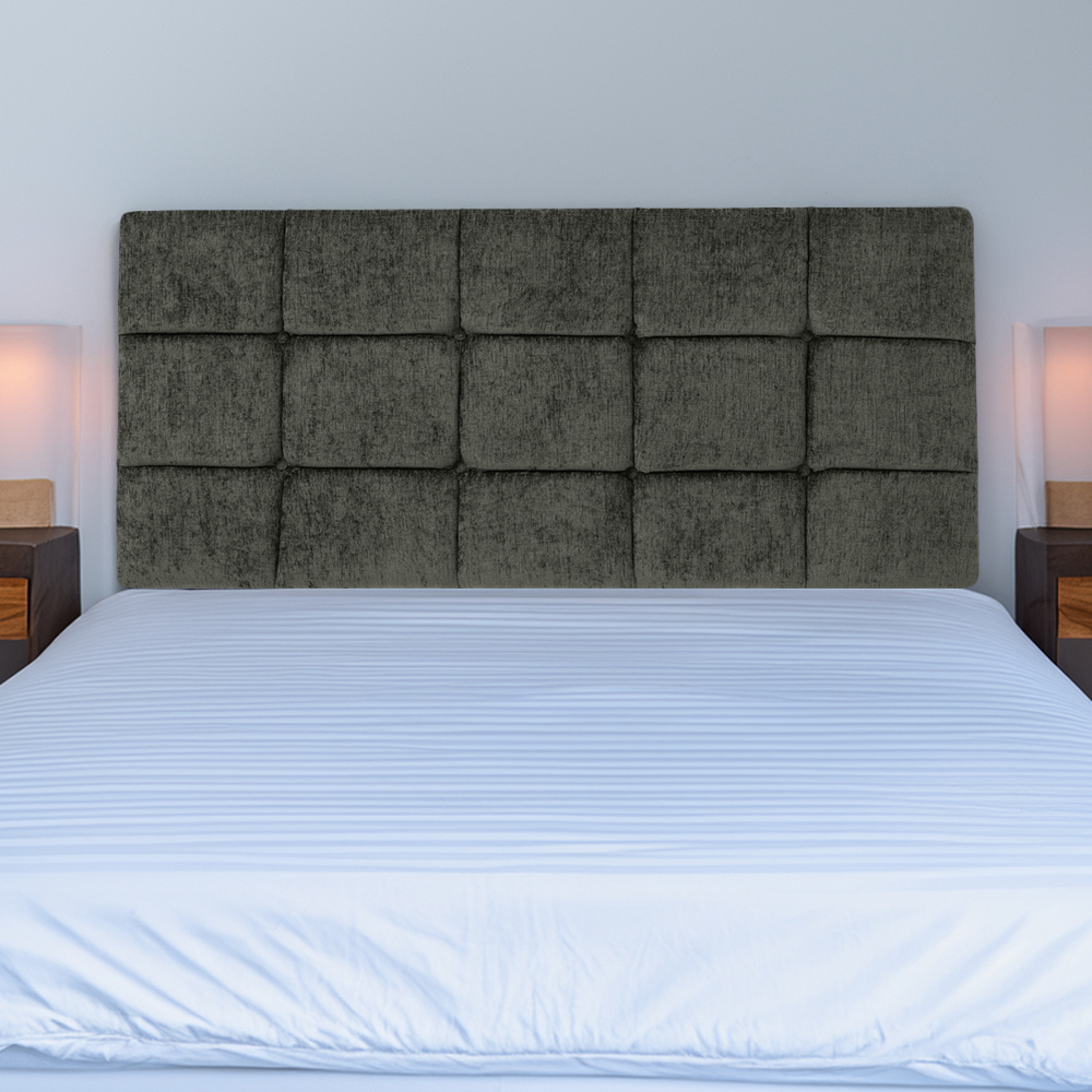Bedmaster Pearl Double Charcoal Chenille Squared Headboard Image 1