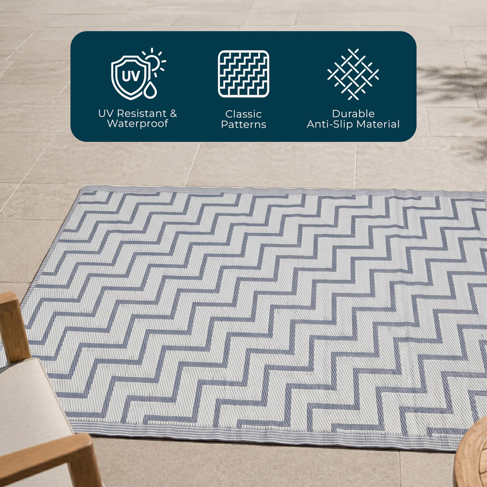 Jack Stonehouse Grey Zig-Zag Waterproof Anti-Slip Outdoor Rug 120 x 180cm Image 3