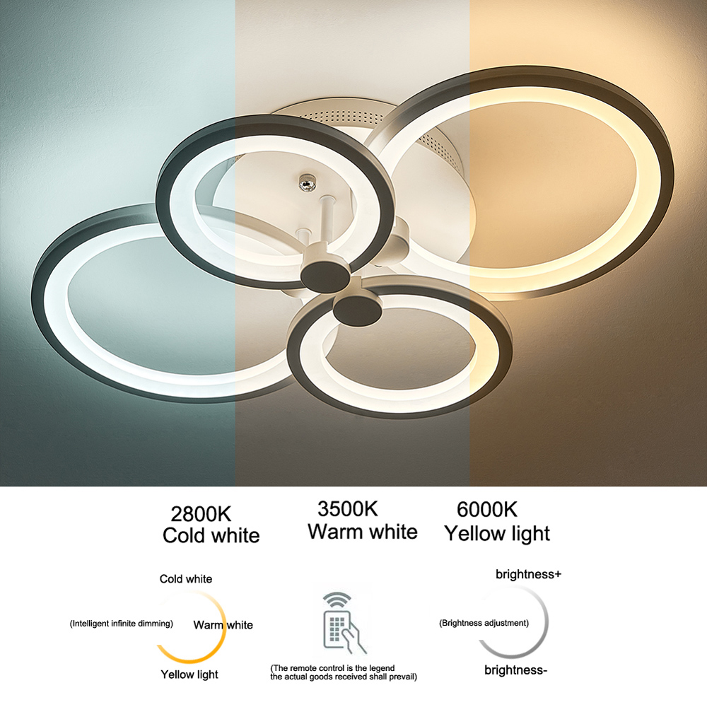 Living and Home White 4 Light Modern Circular LED Ceiling Light with Remote Image 8