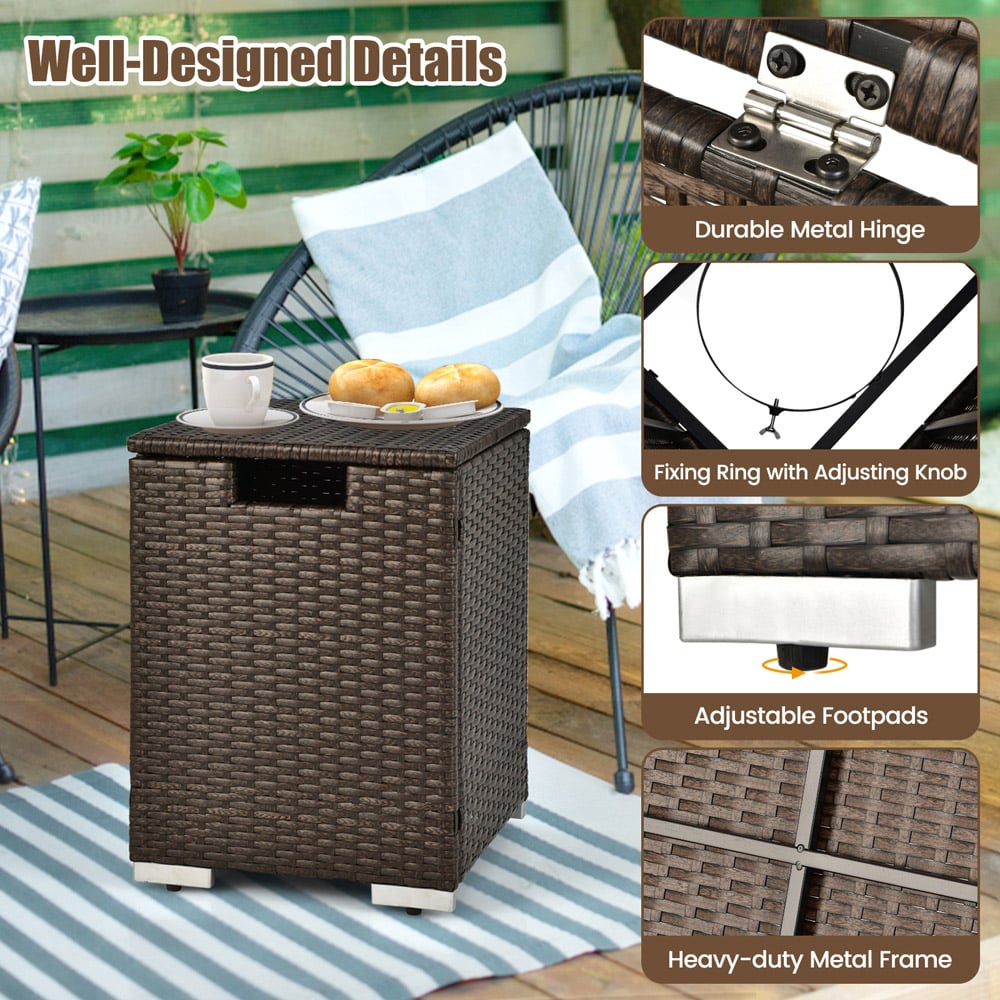 Costway 2 in 1 Hideaway Rattan Propane Gas Tank Table Image 8
