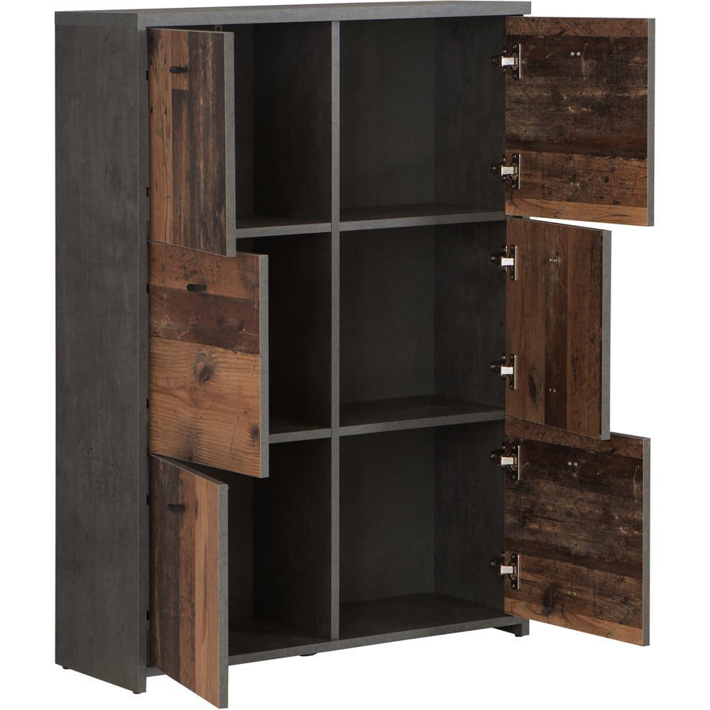 Florence Best 6 Doors Dark Grey Old-Wood Storage Chest Image 4